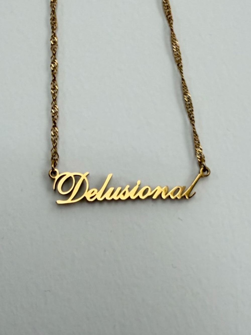PRISM Gold Script "Delusional" Necklace - Women Jewelry